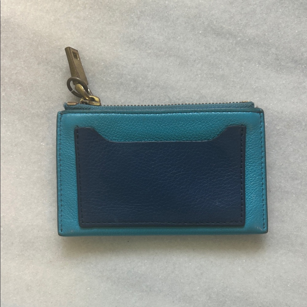 J. Crew Blue and Teal Leather Card Holder
